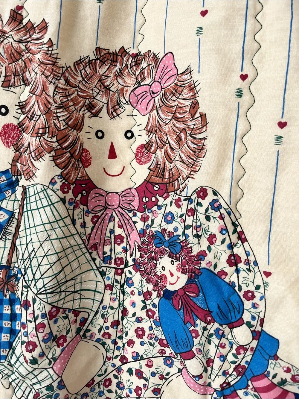 Vintage Quilt Raggedy Ann and Andy Baby Crib, Kids Blanket handmade 44